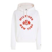 Vintage Amerikaanse Hoodie Tommy Hilfiger , White , Dames