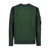 Gebreide Fleece Trui met Ronde Hals en Lensdetail C.p. Company , Green...