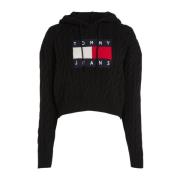 Gebreide hoodie - Noir Collectie Tommy Jeans , Black , Dames