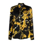 Blouse met bloemenketting zwart goud Versace Jeans Couture , Multicolo...