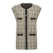 Navy en Ecru Tweed Wol Gilet Mes Demoiselles , White , Heren