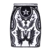 Rechte rok met decoratieve stiksels Balmain , Black , Dames