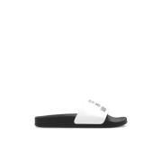 Slippers met logo Moschino , White , Dames