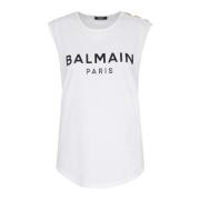 Sleeveless Tops Balmain , White , Dames