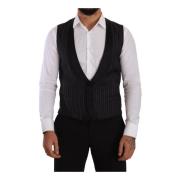 Gestreepte Formele Jurk Vest Dolce & Gabbana , Black , Heren