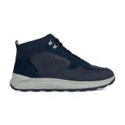 Blauw Leren Suède Enkellaarsjes Geox , Blue , Heren