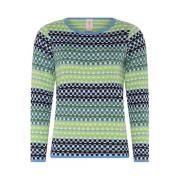 Speciale Geruite Pullover Blouse Blauw/Groen Skovhuus , Green , Dames