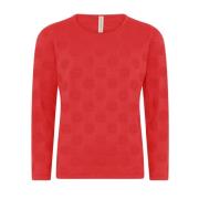 Gestippelde O-Neck Pullover in Lutus Pink Skovhuus , Red , Dames