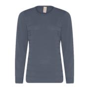 Structuur O-Neck Pullover Blouse Skovhuus , Blue , Dames