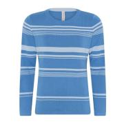 Gestructureerde Gestreepte Pullover Blouse Skovhuus , Blue , Dames