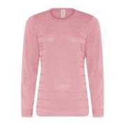 Structuur O-Neck Pullover Blouse Skovhuus , Pink , Dames