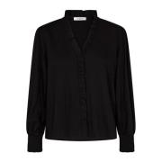 Feminine Blouse met Ruches en Smock Manchetten Co'Couture , Black , Da...