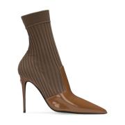 Bruine Gebreide en Leren Laarzen Dolce & Gabbana , Brown , Dames