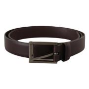 Bruin Leren Riem met Zilverkleurige Gesp Dolce & Gabbana , Brown , Her...