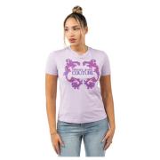 Grafisch Bedrukt T-Shirt Versace Jeans Couture , Purple , Dames
