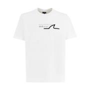Katoenen Crewneck T-shirt met Print Paul & Shark , White , Heren