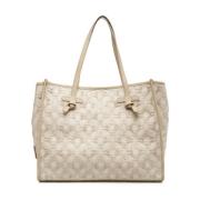 Raffia Shopper met Logo Details Gianni Chiarini , White , Dames