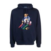 Geborduurde Grafische Fleece Hoodie Ralph Lauren , Blue , Heren