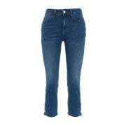 Cropped Flared Jeans met Logo Details Liu Jo , Blue , Dames