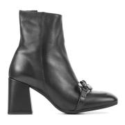 Zwarte Leren Enkellaarsjes Lina Locchi , Black , Dames