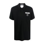 Zwart Polo Shirt met Logo Print Moschino , Black , Heren
