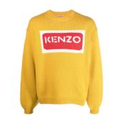 Mosterdgele Logo Gebreide Trui Kenzo , Yellow , Heren