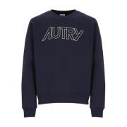 Blauwe Katoenen Trui met Geborduurd Logo Autry , Blue , Heren