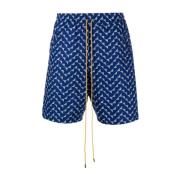 Geometrisch Patroon Strandshorts Rhude , Blue , Heren