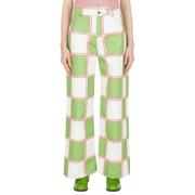 Geruite Wide Leg Jeans Ahluwalia , Green , Dames