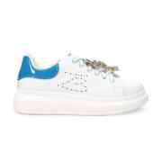 Witte leren instap sneakers met strass detail Tosca Blu , White , Dame...