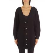 Lang gebreid Cardigan met knopen Liu Jo , Black , Dames