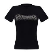 T-shirt met logo Vetements , Black , Dames