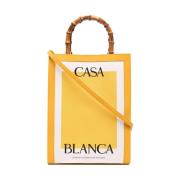 Tote tas met bamboe handvat en logo print Casablanca , Yellow , Dames