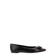 Zwarte Leren Ballerina Schoenen Salvatore Ferragamo , Black , Dames