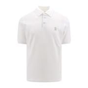 Witte Polo T-shirt met Geribbelde Profielen Brunello Cucinelli , White...