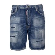 Versleten denim shorts met verfspat detail Dsquared2 , Blue , Heren