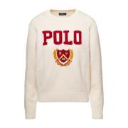 Witte Wol Ronde Hals Sweaters Polo Ralph Lauren , White , Dames