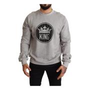 Crown King Print Sweater Dolce & Gabbana , Gray , Heren