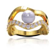 Vergulde Ring met Zirkonia Stenen Sif Jakobs Jewellery , Yellow , Dame...