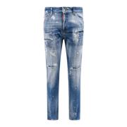 Blauwe Ss24 Jeans met knoopsluiting Dsquared2 , Blue , Heren