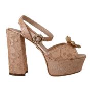 Roze Platform Block Heels Sandalen Dolce & Gabbana , Pink , Dames