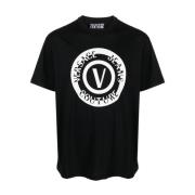 Zwarte T-shirts Polos voor heren Versace Jeans Couture , Black , Heren