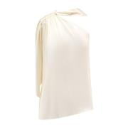 Witte One-Shoulder Gedrapeerde Top Semicouture , White , Dames