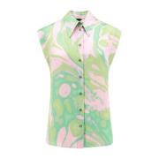 Groene mouwloze damesblouse Pinko , Green , Dames