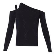 Zwarte Sweaters met Cut Out Strass Liu Jo , Black , Dames