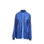 Oversized Satin Bomber Sweater met Logo Print Khrisjoy , Blue , Dames