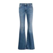 Slim-Fit Flare Jeans in Vervaagd Blauw Denim Off White , Blue , Dames