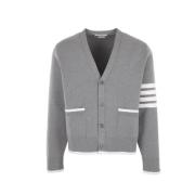 Grijze Katoenen Cardigan met 4bar Detail Thom Browne , Gray , Heren