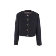 Blauwe Single-Breasted Jas met Contraststiksels Thom Browne , Blue , D...