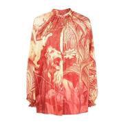 Zijden blouse met grafische print F.r.s For Restless Sleepers , Red , ...